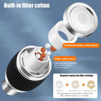 Arenzza 360-degree swivel splash-proof faucet aerator attached to a kitchen sink faucet, showcasing its design and water flow.