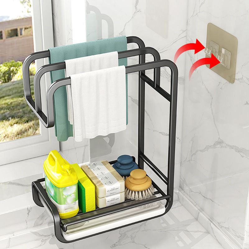 Arenzza kitchen rag organizer and drying rack holding dish towels, made of durable metal with multiple slots for drying and storage.