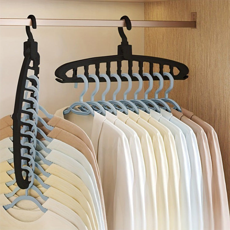 Arenzza multifunctional foldable clothes hanger with 11 holes for versatile garment hanging and space-saving storage.