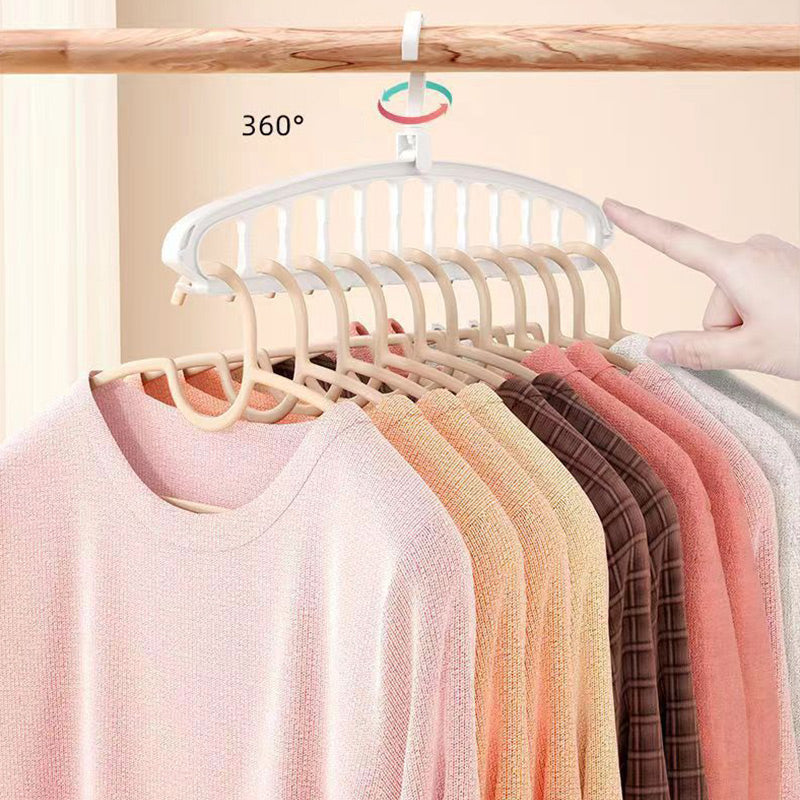 Arenzza multifunctional foldable clothes hanger with 11 holes, kitchen and houseware versatile storage solution, open and folded view