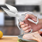 Arenzza heavy-duty kitchen shears with ergonomic handles, suitable for cutting tough kitchen materials and household tasks.