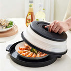 Arenzza collapsible microwave cover with base mat for kitchen, made of durable material, designed to prevent splatters during cooking.