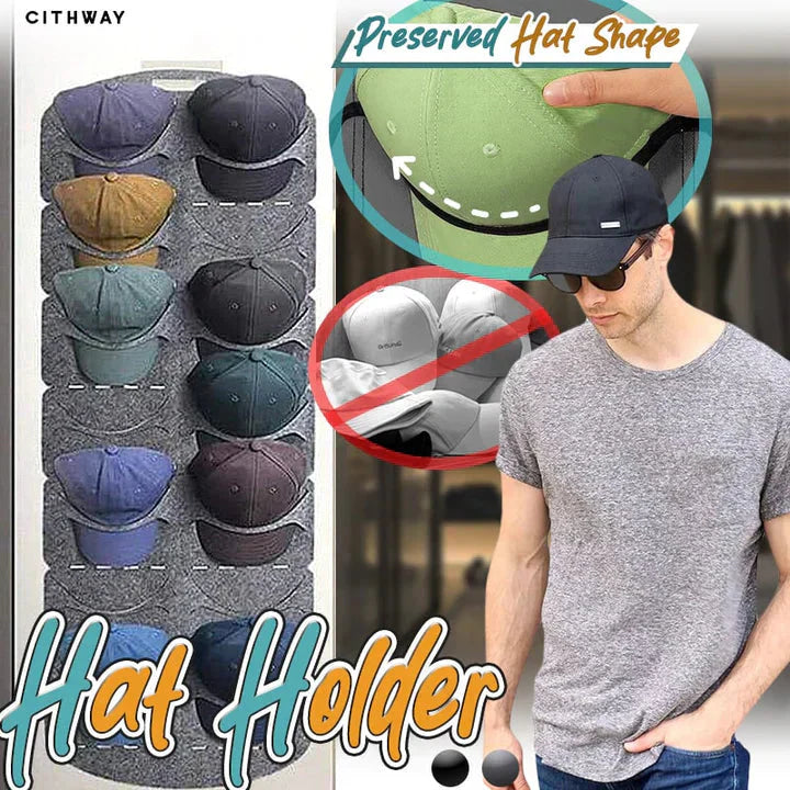 Arenzza hanging hat holder with multiple pockets, ideal for organizing hats and accessories in the house or kitchen.