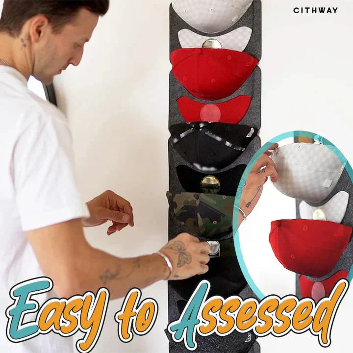 Arenzza hanging hat holder with multiple pockets for organizing hats and accessories in the house or kitchen.