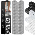 Arenzza 40x16 inch non-slip bathtub mat with suction cups, gray textured surface designed for safety and comfort in the bathroom.