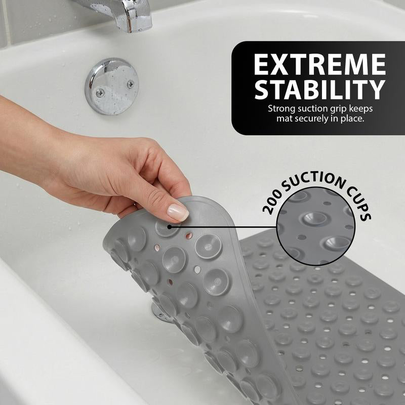Arenzza 40"x16" non-slip bathtub mat with suction cups, designed for safe, secure grip in the bathroom.