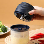 Arenzza cordless mini electric garlic chopper with stainless steel blade, compact design, and easy-to-clean kitchen houseware appliance.