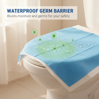 Aarenza waterproof disposable toilet seat covers pack, showing sealed covers designed for hygiene and bathroom use.