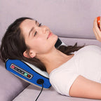 Arenzza multifunctional deep kneading massage pillow with heat, showing its ergonomic design and padded surface for relaxation.
