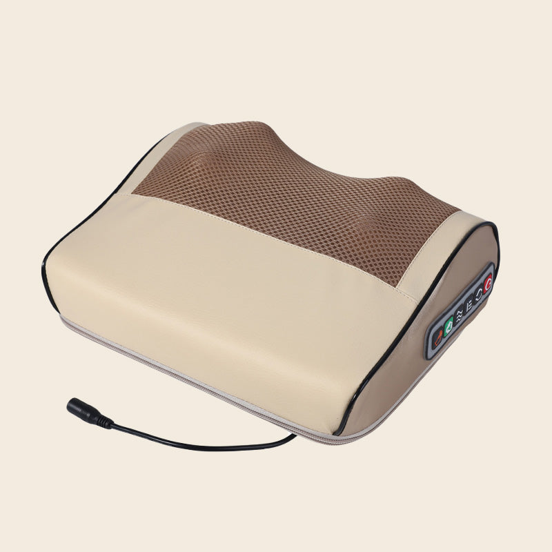 Arenzza deep kneading massage pillow with heat function, designed for relaxation and muscle relief, in a modern houseware setting.