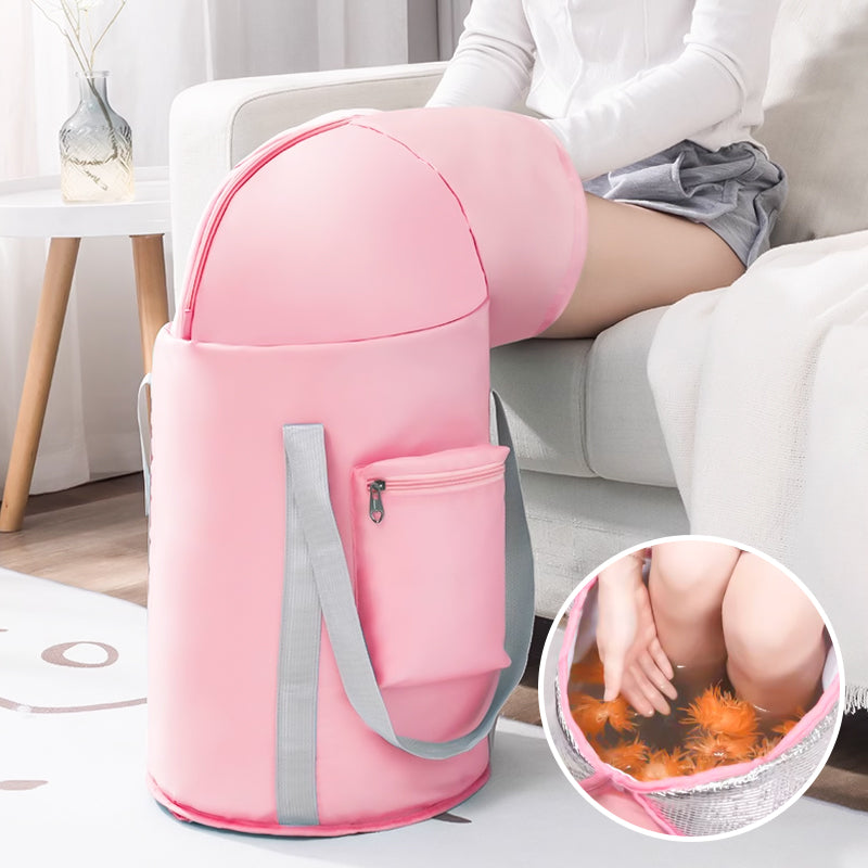 Arenzza collapsible foot soaking tub for seniors, made of lightweight, foldable plastic, ideal for relaxing foot baths at home.