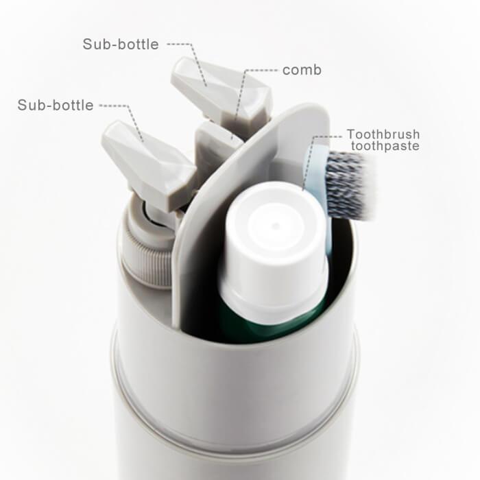 Arenzza portable toiletries storage cup with multiple compartments, ideal for organizing bathroom essentials and travel accessories.