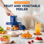 Arenzza transparent electric fruit and vegetable peeler with ergonomic handle, designed for efficient peeling of produce.