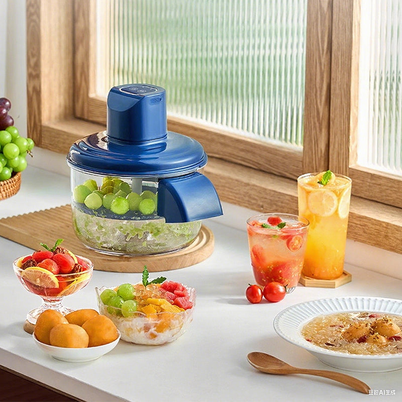 Transparent electric fruit and vegetable peeler by Arenzza, showing the sleek, clear design perfect for kitchen prep.