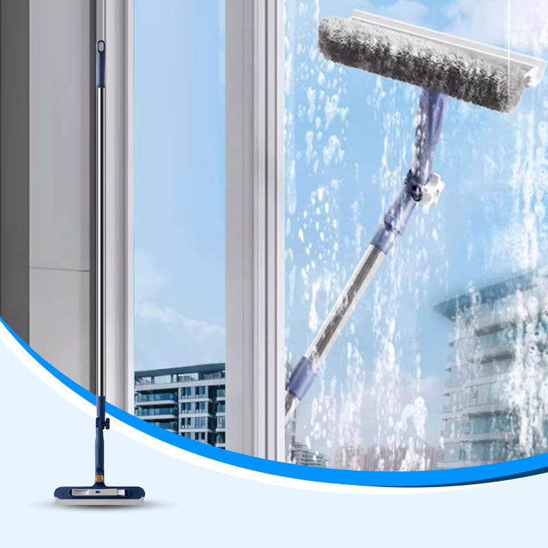 Arenzza window cleaning squeegee for high-rise windows, with a long handle and rubber blade for glass cleaning.