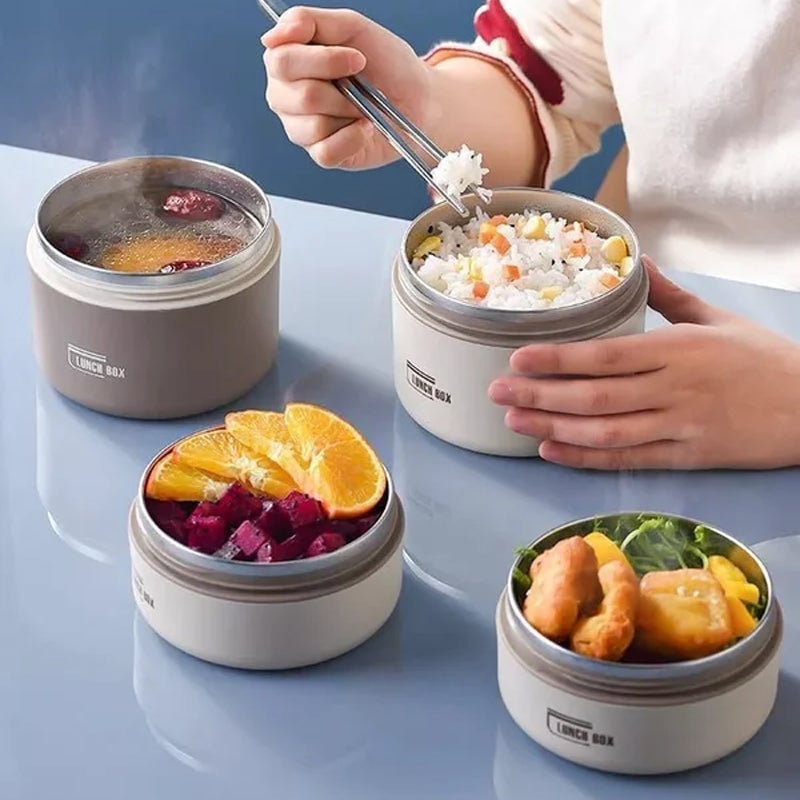 Arenzza portable insulated lunch container set with multiple compartments, ideal for keeping food fresh and warm.