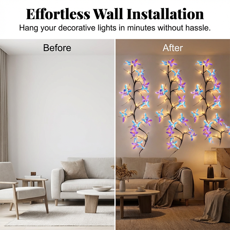 Arenzza Romantic Butterfly Vine LED Lights for houseware and kitchen, featuring butterfly-shaped LED string lights on a decorative vine.