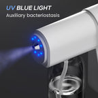 Arenzza cordless sanitizer nano sprayer gun with 380ml capacity, emitting ultra-fine mist for home, office, and garden use.