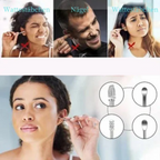 Aarenza portable 6-piece stainless steel ear piercing kit with spiral ear tool, displayed on a white background.