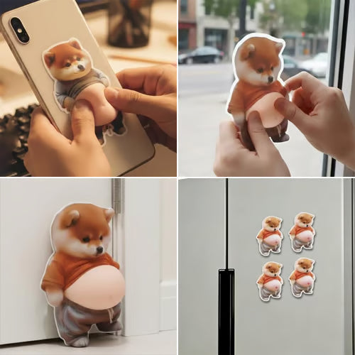 Arenzza 3D Shiba Inu door stopper and stress ball, cute self-adhesive houseware with soft, plush design for home use.