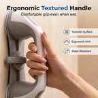 Arenzza drill-free suction cup grab bar for bathroom safety, mounted on a wall with a secure grip in a houseware and kitchen setting.