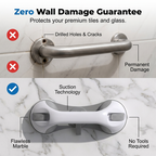Arenzza drill-free suction cup grab bar for houseware and kitchen, shown attached to a bathroom wall for secure support.