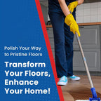 Arenzza high-gloss floor shield bottle showing clear liquid inside, designed for instant floor renewal and protection.