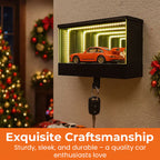 Arenzza infinity mirror LED garage key holder mounted on wall, stylish houseware with illuminated LED display and multiple hooks for keys.