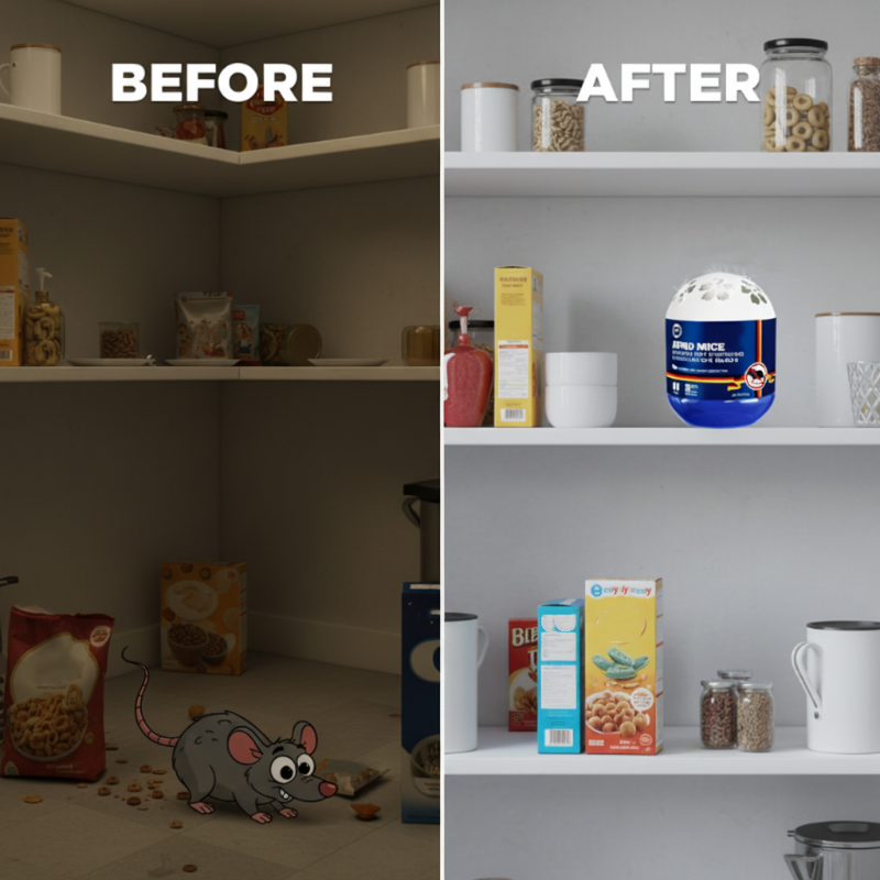 Arenzza plant-based indoor mouse repellent gel in a container, designed for houseware and kitchen use to keep mice away.
