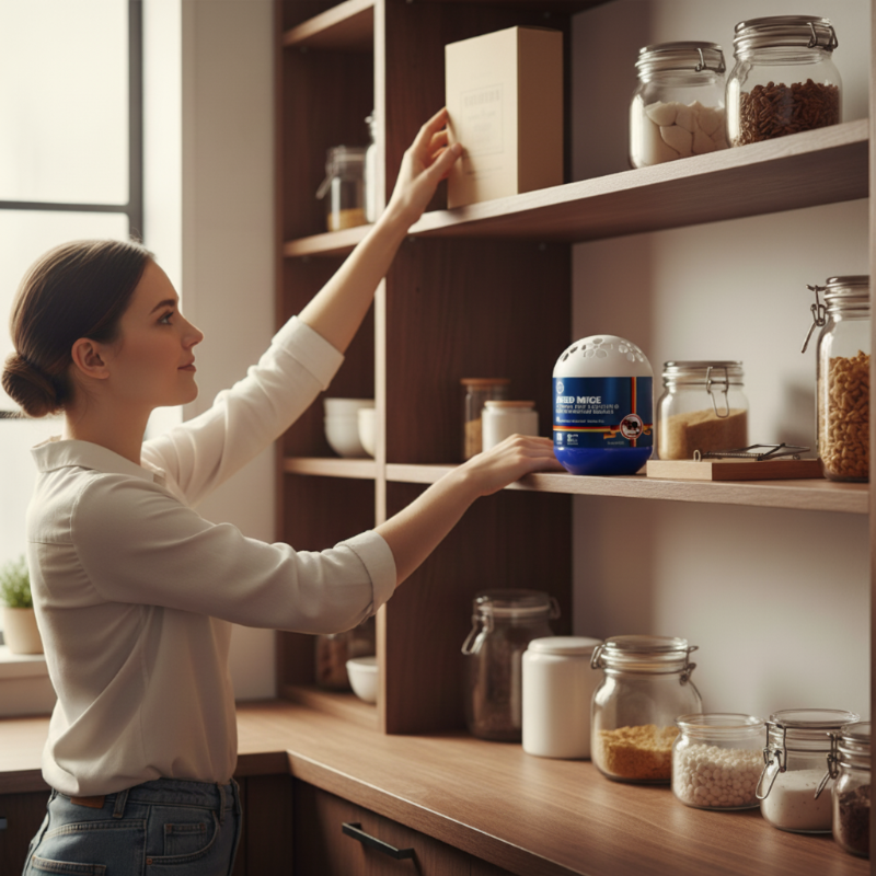 Arenzza plant-based indoor mouse repellent gel in a clear container, designed for household use to deter mice naturally.
