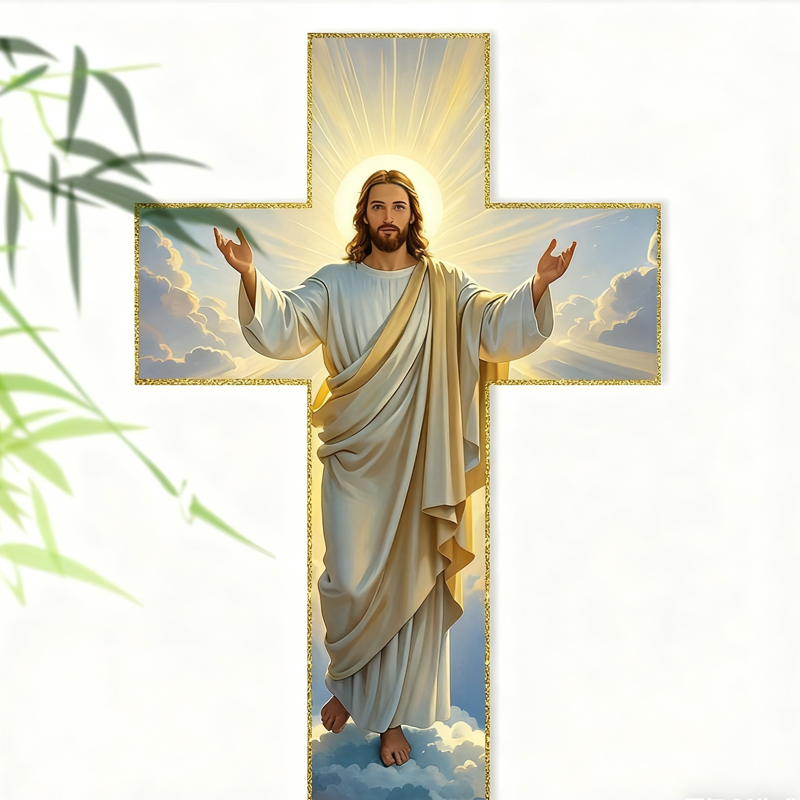 Arenzza retro Jesus Christ wall cross decor, vintage-style houseware and kitchen wall ornament with religious design.