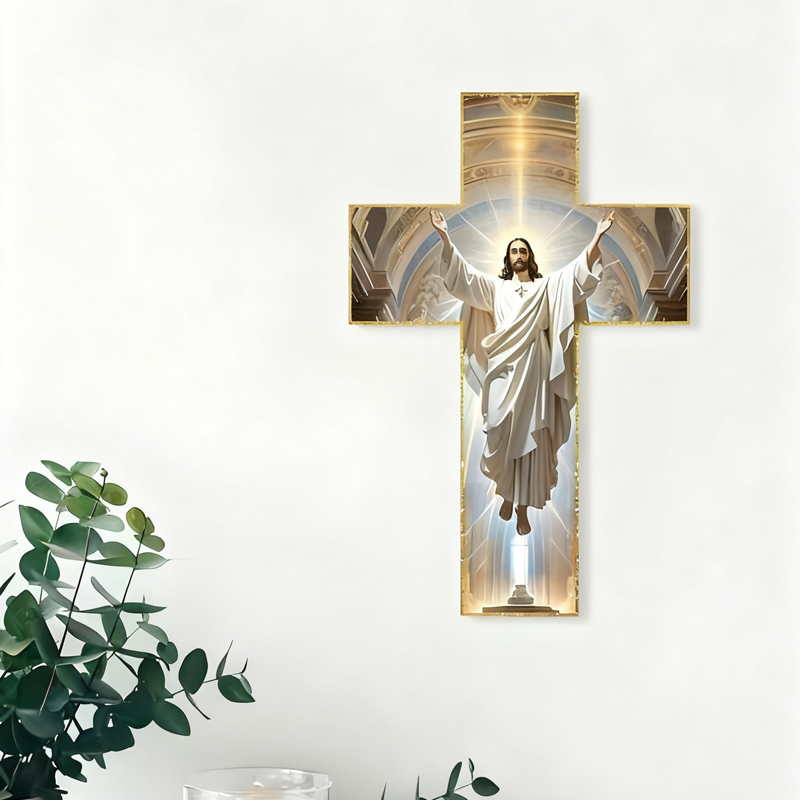 Aptly designed retro Jesus Christ wall cross decor by Arenzza, suitable for houseware and kitchen spaces, featuring a classic Christian symbol.