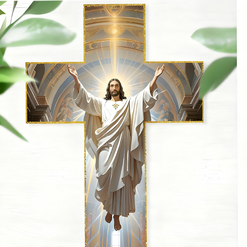 Aarenza Retro Jesus Christ wall cross decor, vintage-style houseware and kitchen wall ornament featuring a religious design.