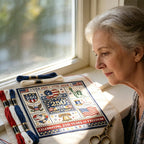 Arenzza USA 250th Anniversary cross stitch kit with houseware and kitchen-themed design, featuring colorful thread and fabric.