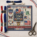 Arenzza USA 250th Anniversary cross stitch kit for houseware and kitchen decor featuring patriotic design and vibrant threads.