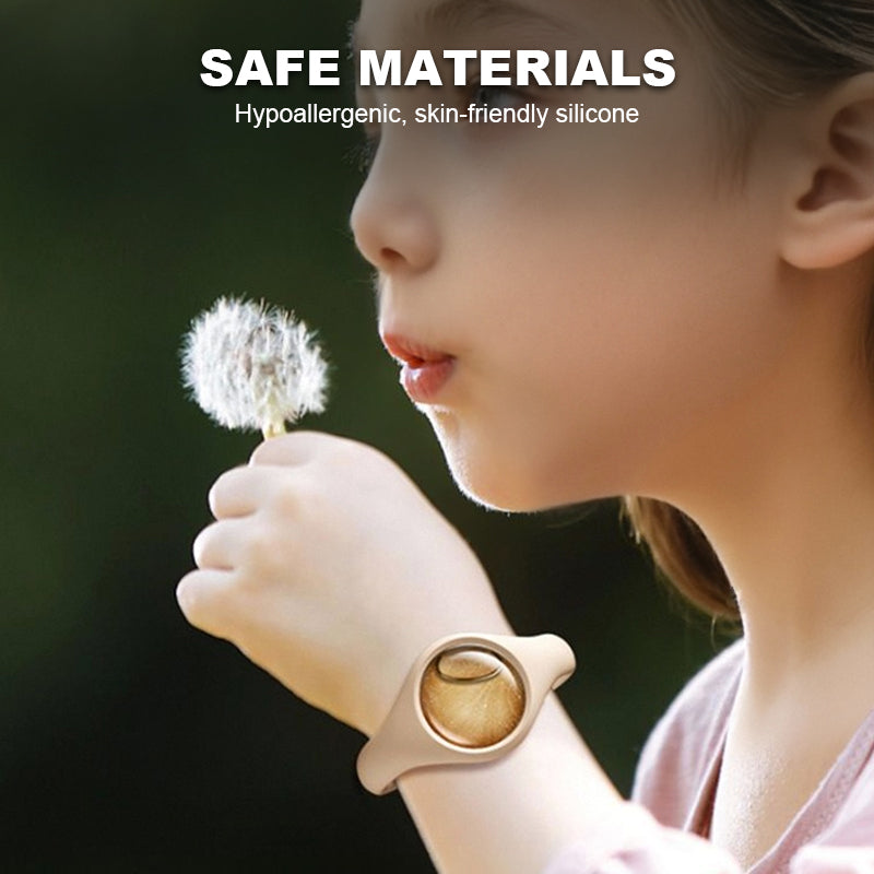Aqua blue Arenzza silicone mosquito repellent bracelet with adjustable strap, designed for outdoor safety and insect protection.