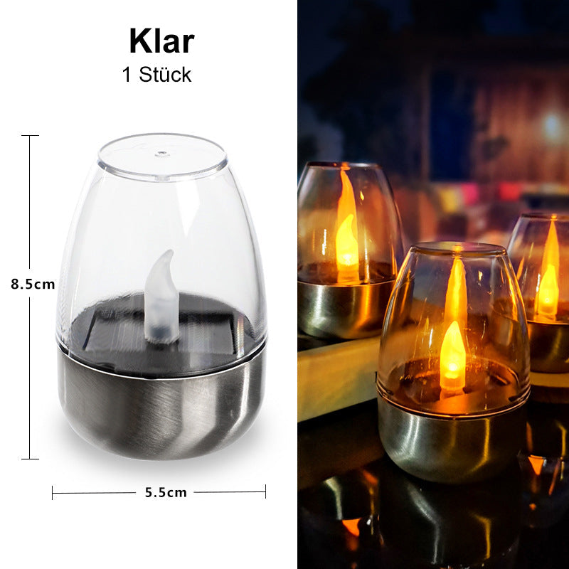Solar-powered LED candle light lamp from Arenzza, outdoor houseware with a warm, flickering candle-style glow in a decorative holder.