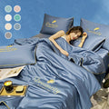 Aarenza washable four-piece bedding set in cool, modern design, featuring floral patterns on soft fabric for bedroom decor.