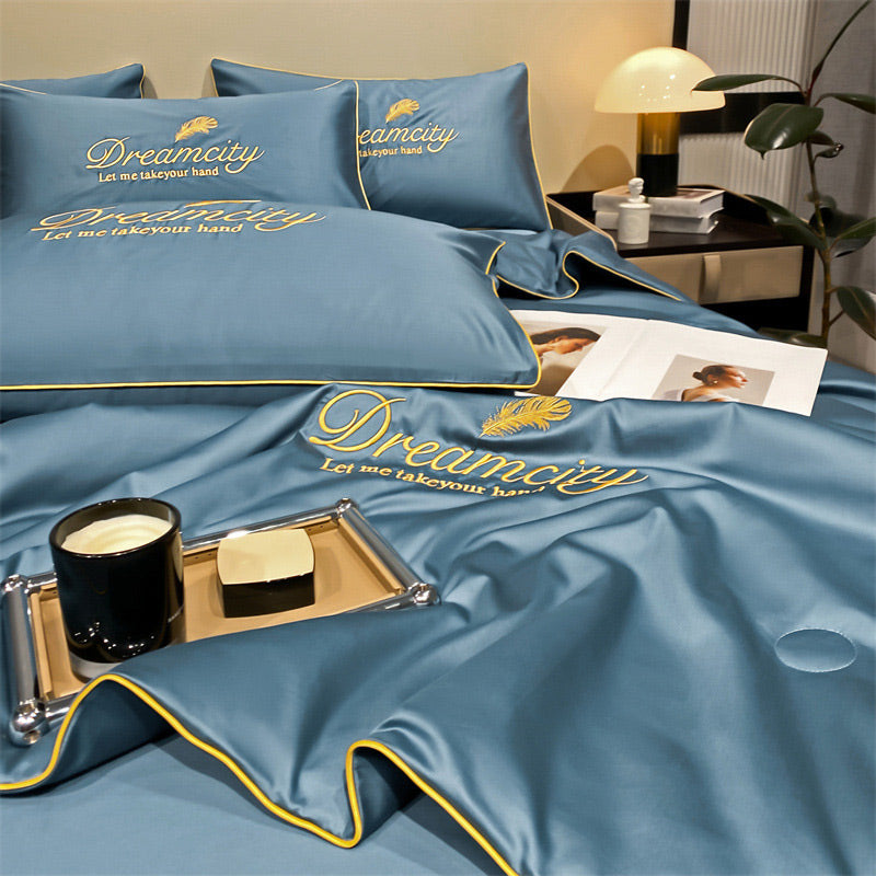 Aarenza 2026 washable four-piece bedding set with colorful floral patterns, ideal for houseware and kitchen decor.