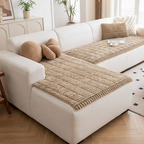 Arenzza quilted corduroy non-slip sofa cushion in beige with textured stitching, designed for comfortable home seating.