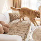 Arenzza quilted corduroy non-slip sofa cushion in soft beige with a textured quilted pattern for added comfort and style.