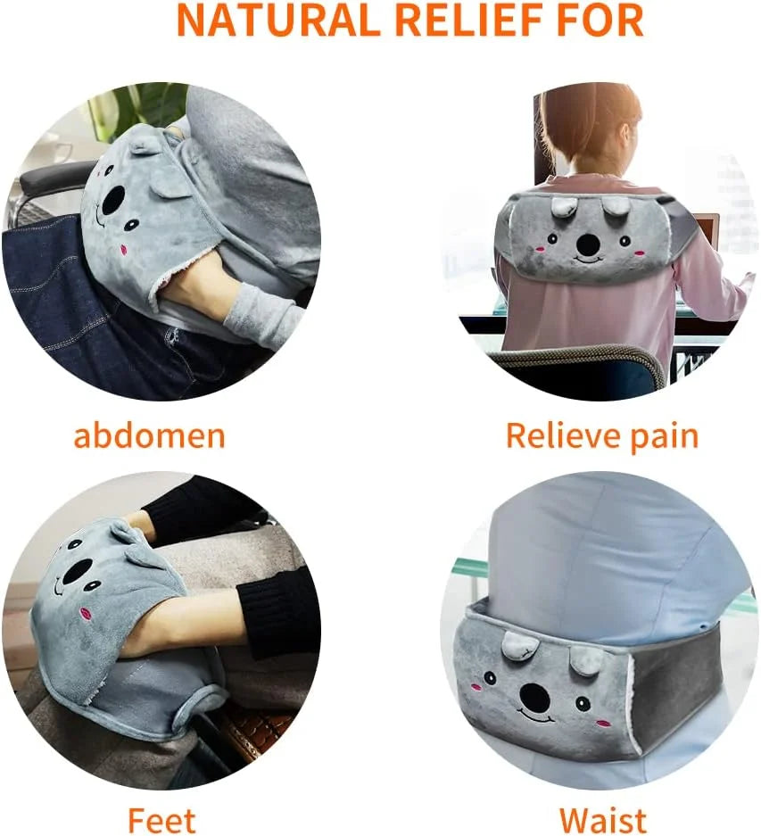 Arenzza plush hot water bottle belt for refilling, soft fabric cover with a flexible strap designed for household use and comfort.
