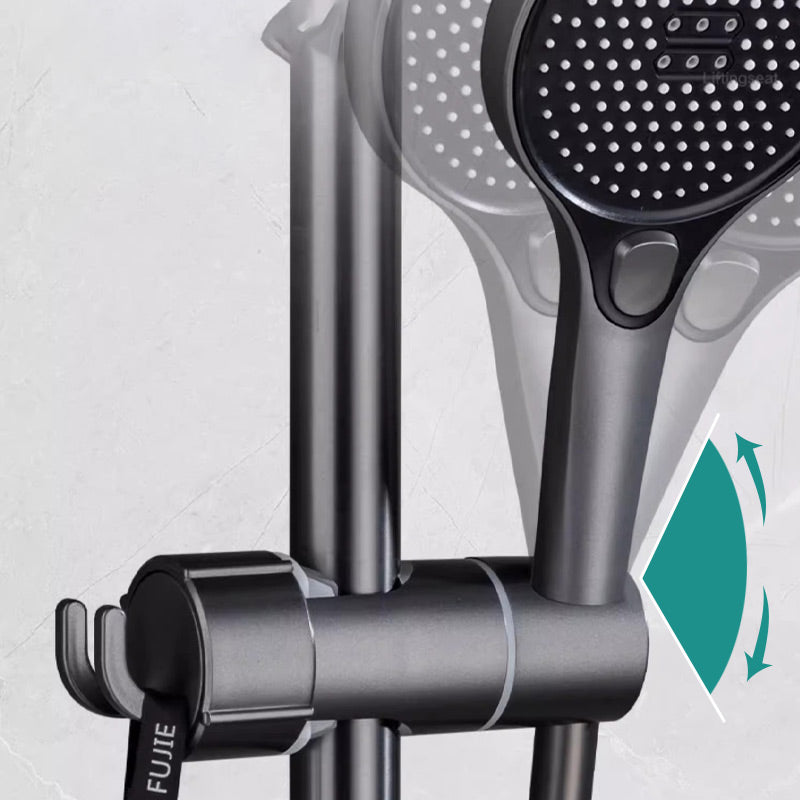 Arenzza tool-free shower holder mounted in a bathroom, holding a showerhead with a sleek design and easy installation.