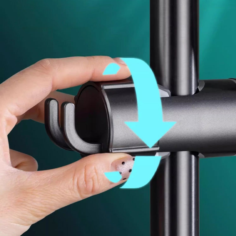 Arenzza no-tool shower holder for bathroom, easy to install, secure grip on shower wall, durable and convenient houseware accessory.