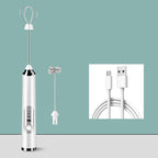 Aarenza mini portable electric frother set with stainless steel whisk and compact handle for frothing milk in kitchen or houseware setting.