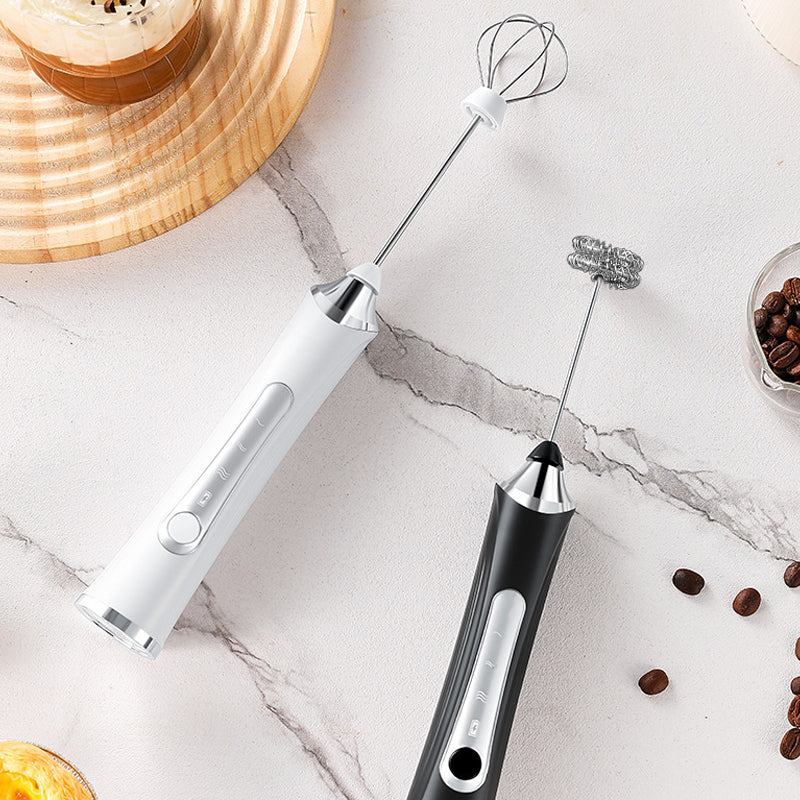 Arenzza mini portable electric frother set for houseware and kitchen, with stainless steel whisk and compact design.
