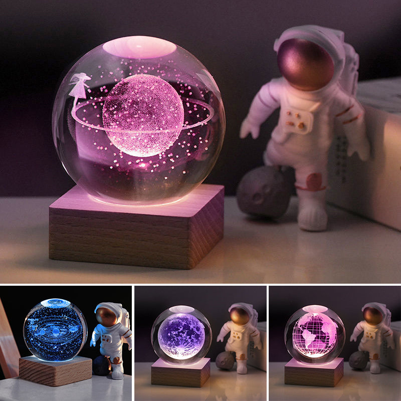 Arenzza 3D Galaxy Crystal Ball Nightlight decor lamp with a glowing galaxy design, perfect for houseware and kitchen decor.