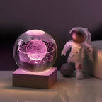 Arenzza 3D Galaxy Crystal Ball Nightlight decor lamp showing a vibrant galaxy design in a clear glass sphere.