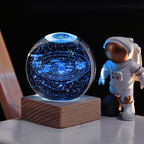 Arenzza 3D Galaxy Crystal Ball Nightlight in a houseware setting, showcasing a luminous galaxy design as a decorative lamp.