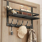 Arenzza over-the-door hook with basket for houseware and kitchen, space-saving, strong, tool-free installation on a door.